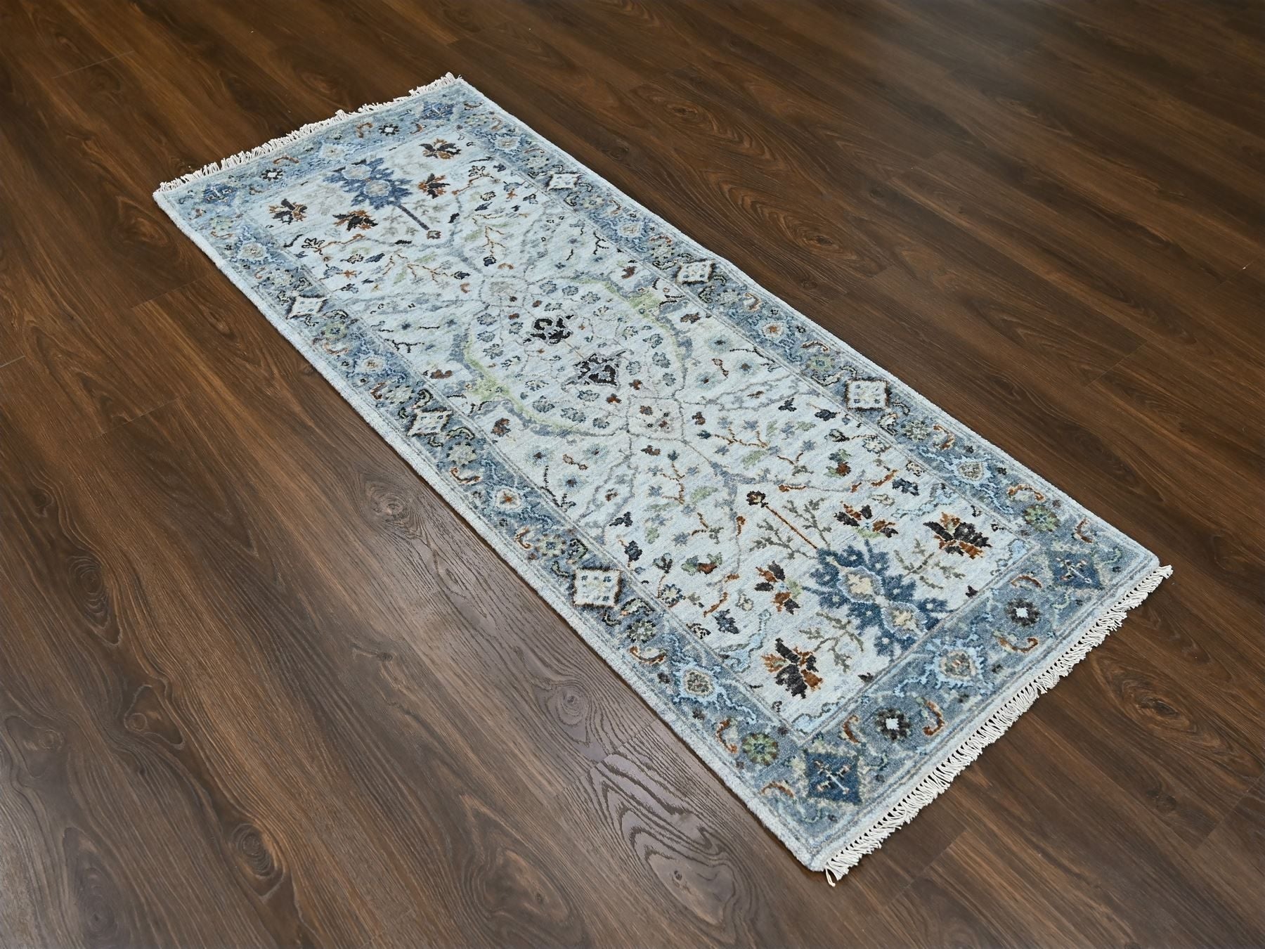 Gray 2'5" x 5'10" Oushak / Peshawar Hand knotted Wool Rug - Sku: O010084