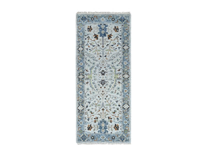 Oushak hand-knotted wool runner in Gray, 2'5" x 5'10", SKU O010085