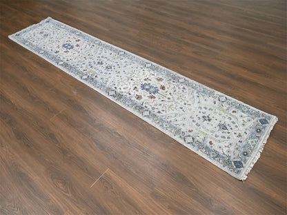 Grey 2'6" x 11'9" Oushak / Peshawar Hand knotted Wool Rug - Sku: O010086