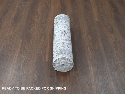 Grey 2'6" x 11'9" Oushak / Peshawar Hand knotted Wool Rug - Sku: O010086