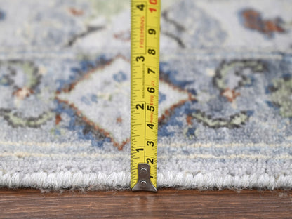 Grey 2'6" x 11'9" Oushak / Peshawar Hand knotted Wool Rug - Sku: O010086