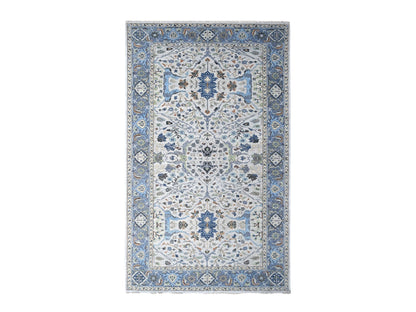 Ivory 8'0" x 13'9" Oushak And Peshawar Hand knotted Wool Rug - Sku: O010087