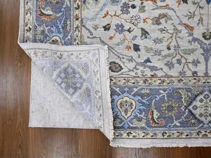 Ivory 8'0" x 13'9" Oushak And Peshawar Hand knotted Wool Rug - Sku: O010087