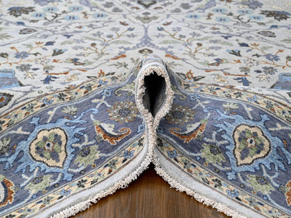 Ivory 8'0" x 13'9" Oushak And Peshawar Hand knotted Wool Rug - Sku: O010087