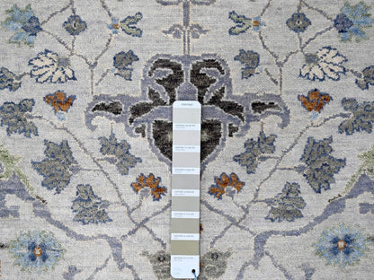 Ivory 8'0" x 13'9" Oushak And Peshawar Hand knotted Wool Rug - Sku: O010087