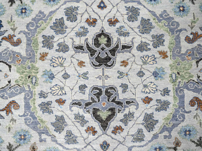 Ivory 8'0" x 13'9" Oushak And Peshawar Hand knotted Wool Rug - Sku: O010087