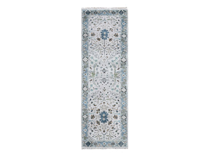 Grey 2'5" x 7'9" Oushak / Peshawar Hand knotted Wool Rug - Sku: O010088