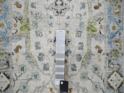 Grey 2'5" x 7'9" Oushak / Peshawar Hand knotted Wool Rug - Sku: O010088