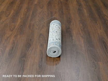 Grey 2'5" x 7'9" Oushak / Peshawar Hand knotted Wool Rug - Sku: O010088
