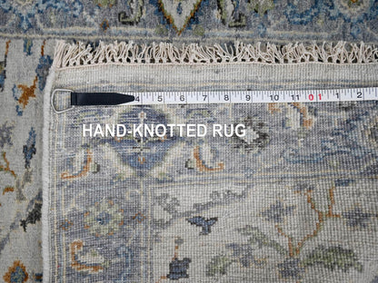 Grey 2'5" x 7'9" Oushak / Peshawar Hand knotted Wool Rug - Sku: O010088