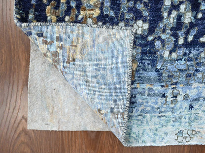 Modern / Contemporary hand-knotted wool/silk rug in Blue, 2'0" x 3'0", SKU O010099
