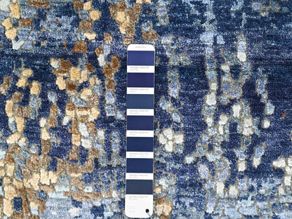 Modern / Contemporary hand-knotted wool/silk rug in Blue, 2'0" x 3'0", SKU O010099