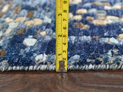 Modern / Contemporary hand-knotted wool/silk rug in Blue, 2'0" x 3'0", SKU O010099