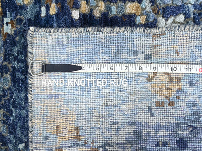 Modern / Contemporary hand-knotted wool/silk rug in Blue, 2'0" x 3'0", SKU O010099