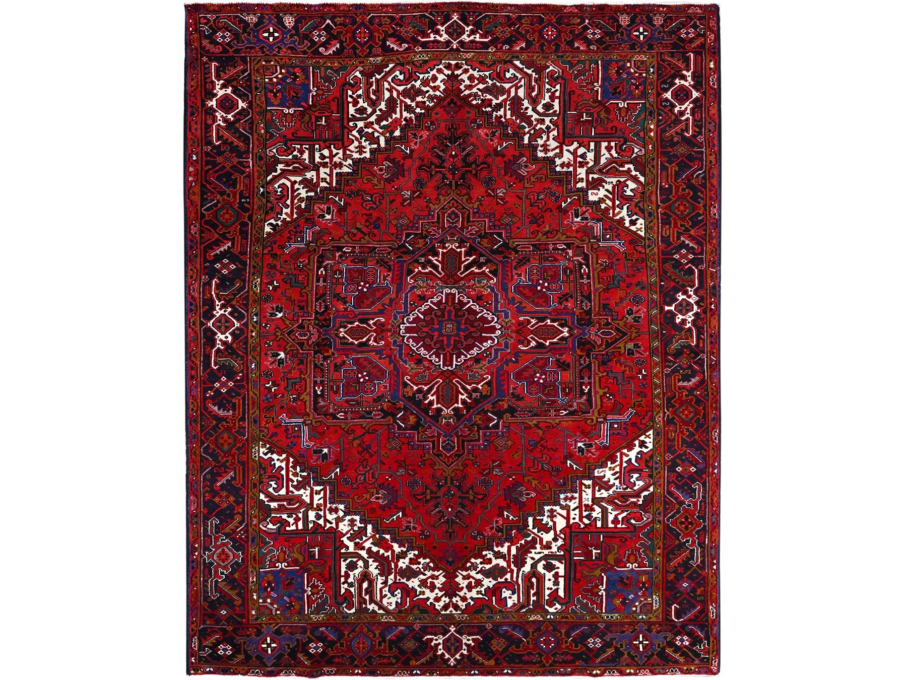 Heriz Traditional hand-knotted wool rug in Red, 8'7" x 10'10", SKU O0100