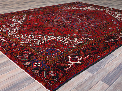 Red 8'7" x 10'10" Traditional Hand knotted Wool Rug - Sku: O0100