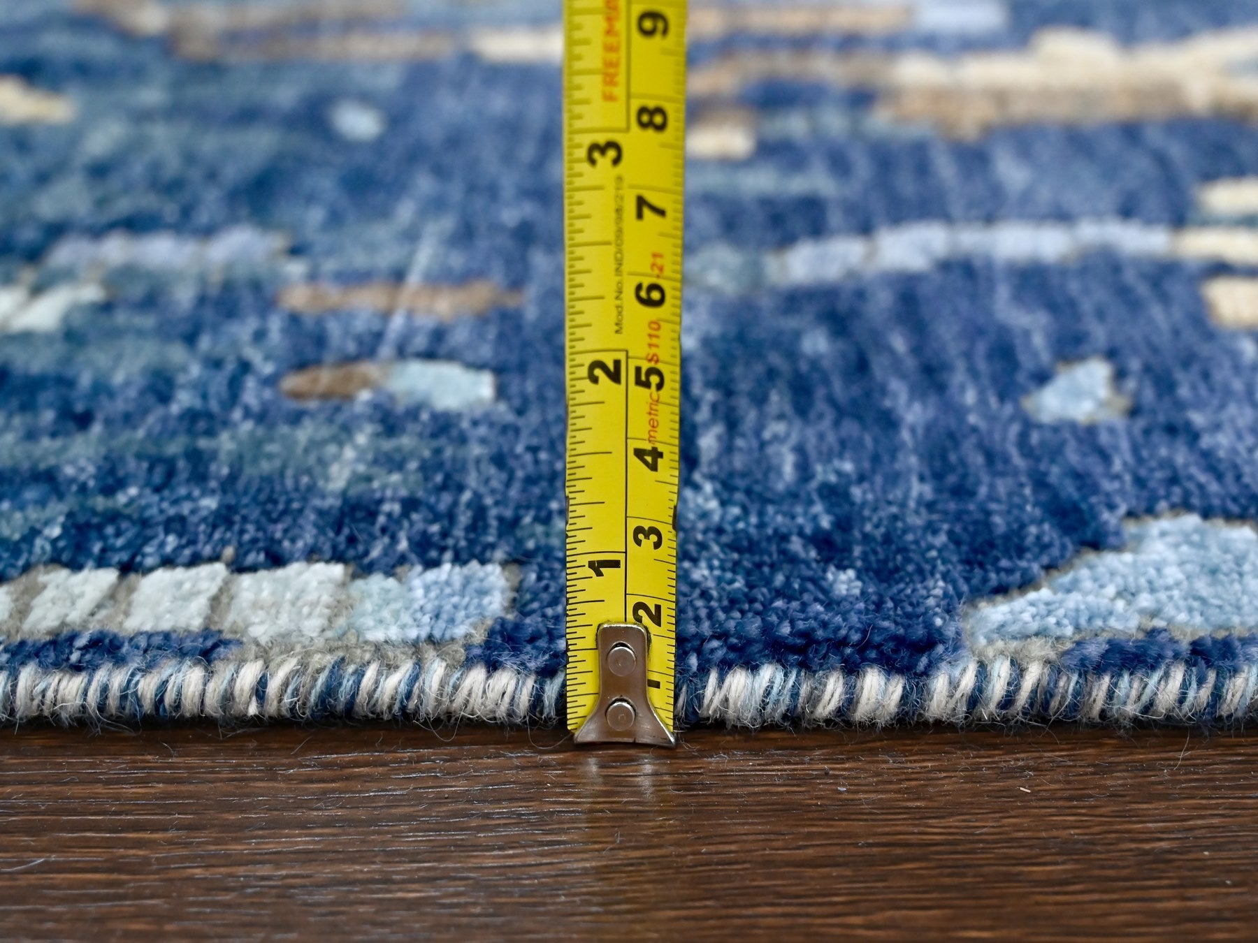 Modern / Contemporary hand-knotted wool/silk runner in Blue, 2'6" x 12'0", SKU O010101