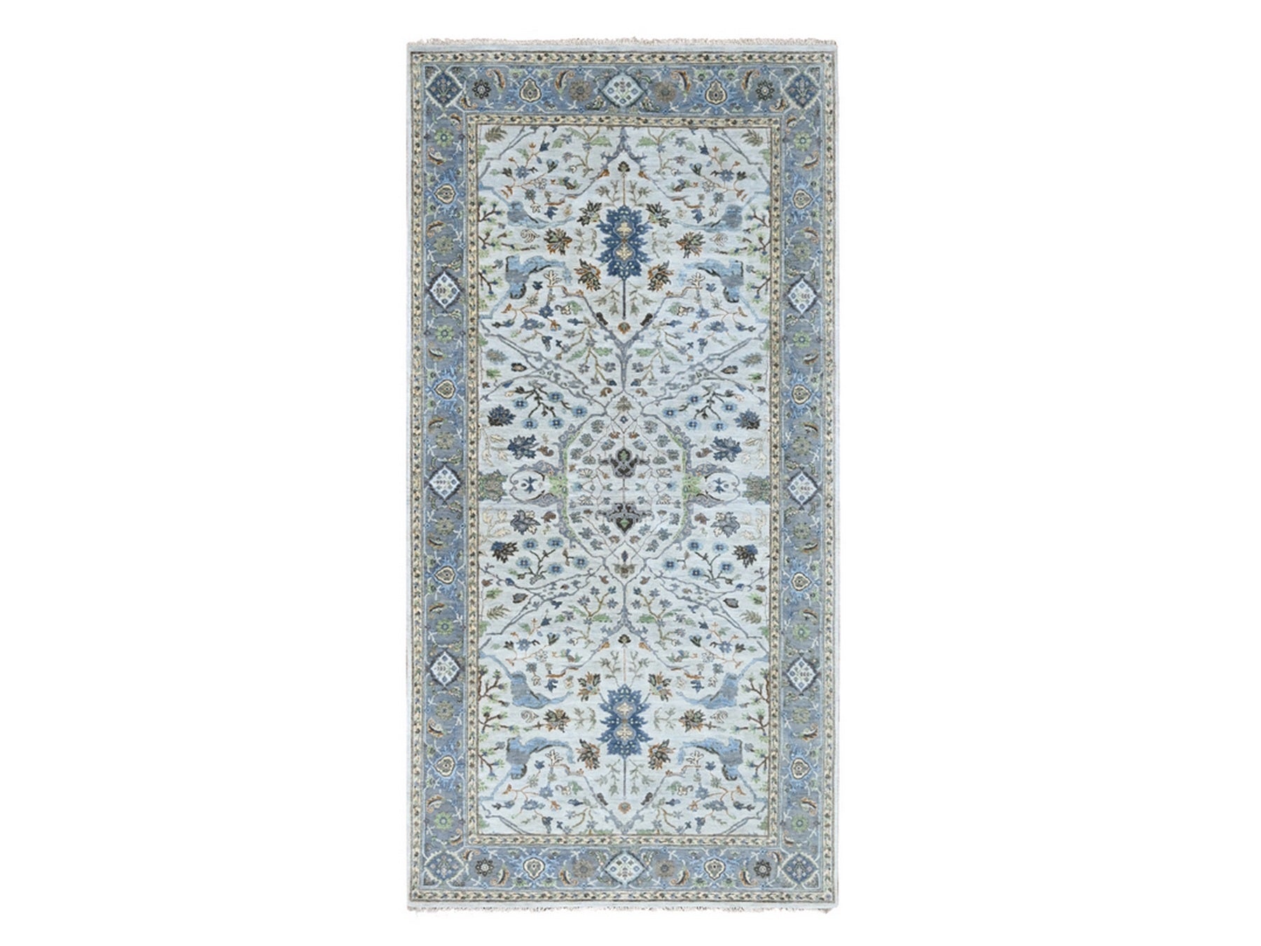 Gray 5'9" x 11'10" Oushak / Peshawar Hand knotted Wool Rug - Sku: O010108