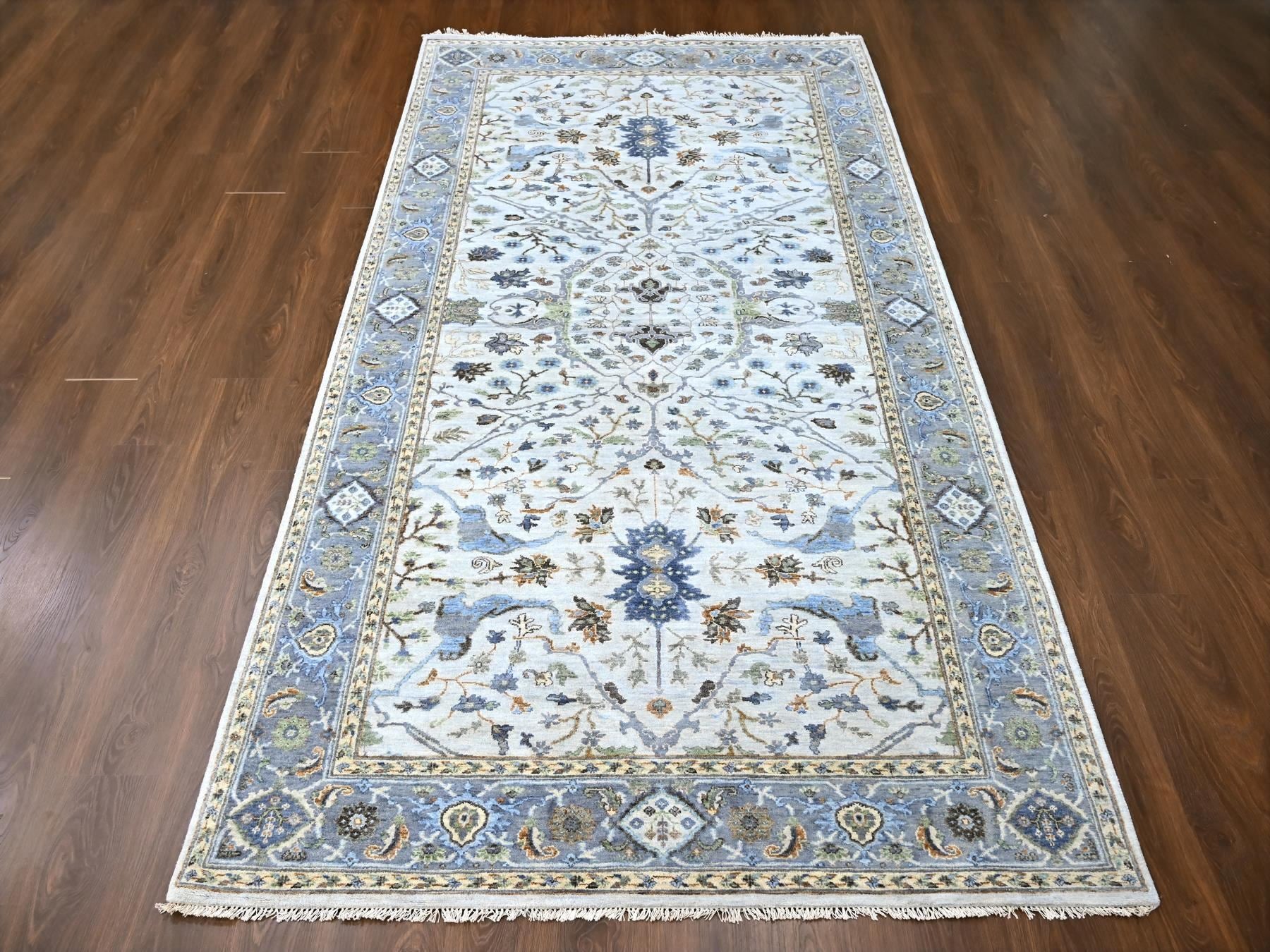 Gray 5'9" x 11'10" Oushak / Peshawar Hand knotted Wool Rug - Sku: O010108