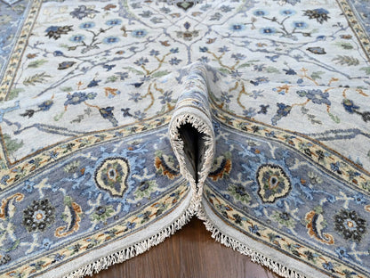Grey 5'9" x 11'10" Oushak / Peshawar Hand knotted Wool Rug - Sku: O010108