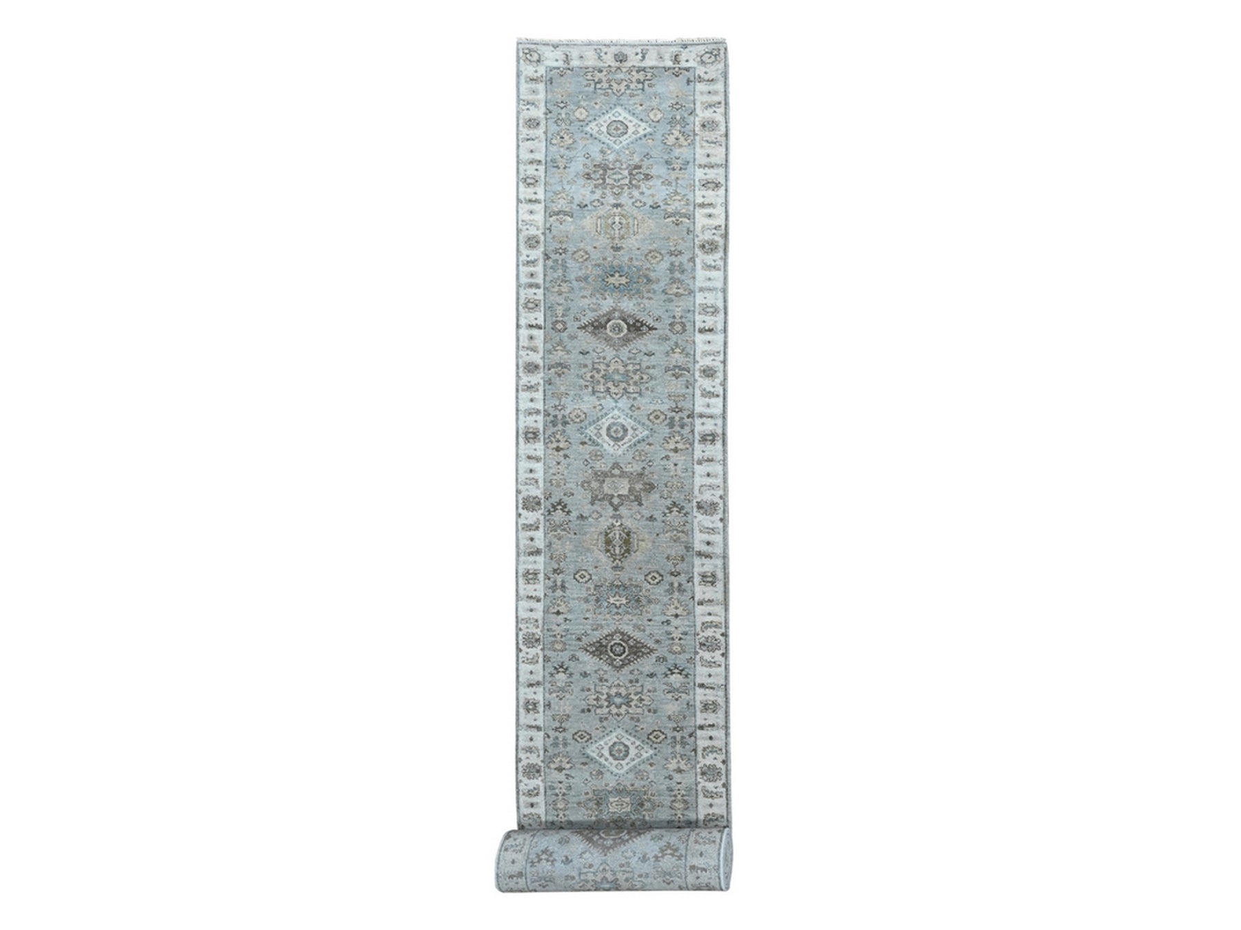 Karajeh Traditional hand-knotted wool runner in Gray, 2'9" x 21'9", SKU O010111