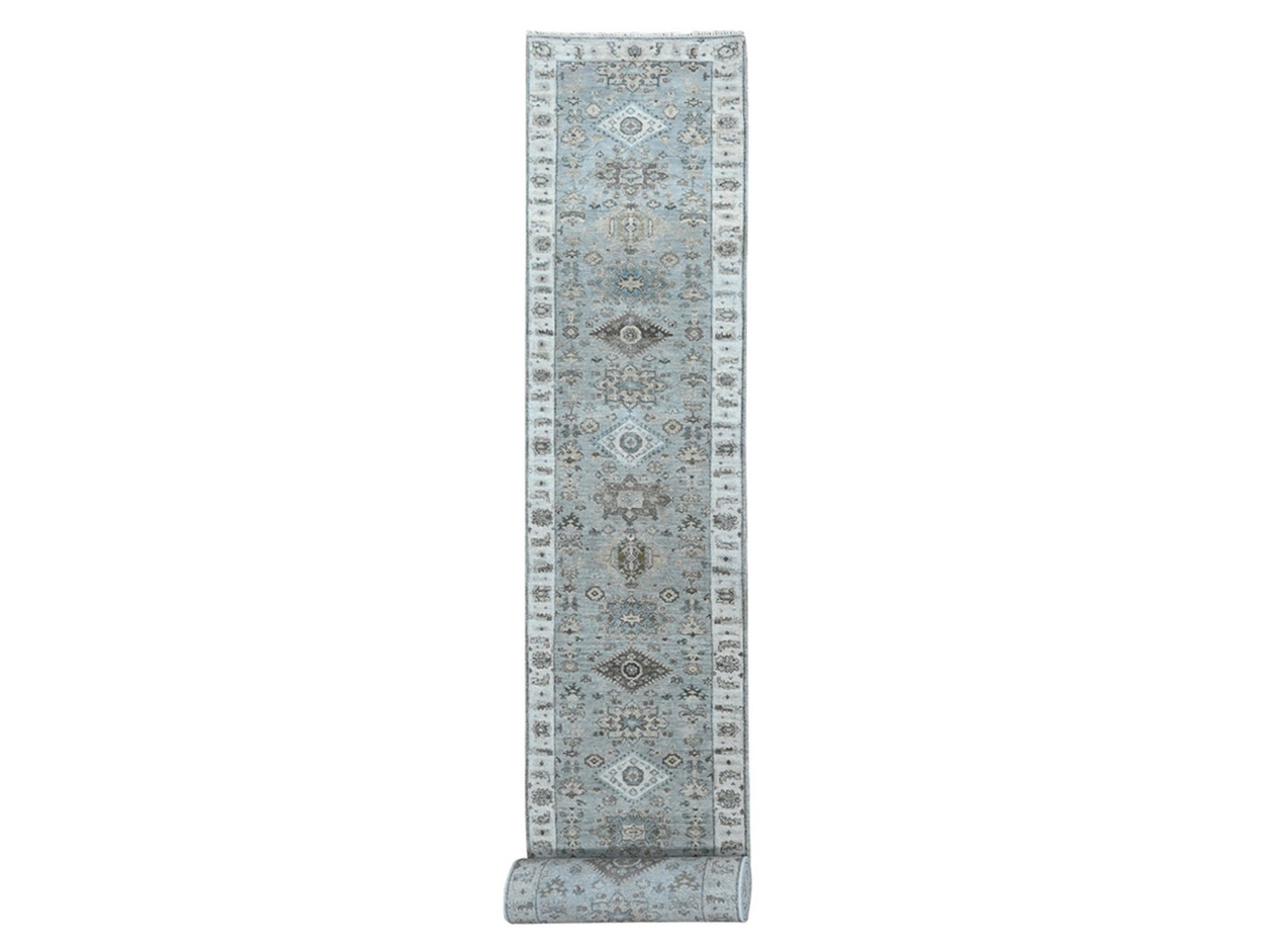 Karajeh Traditional hand-knotted wool runner in Gray, 2'9" x 21'10", SKU O010112