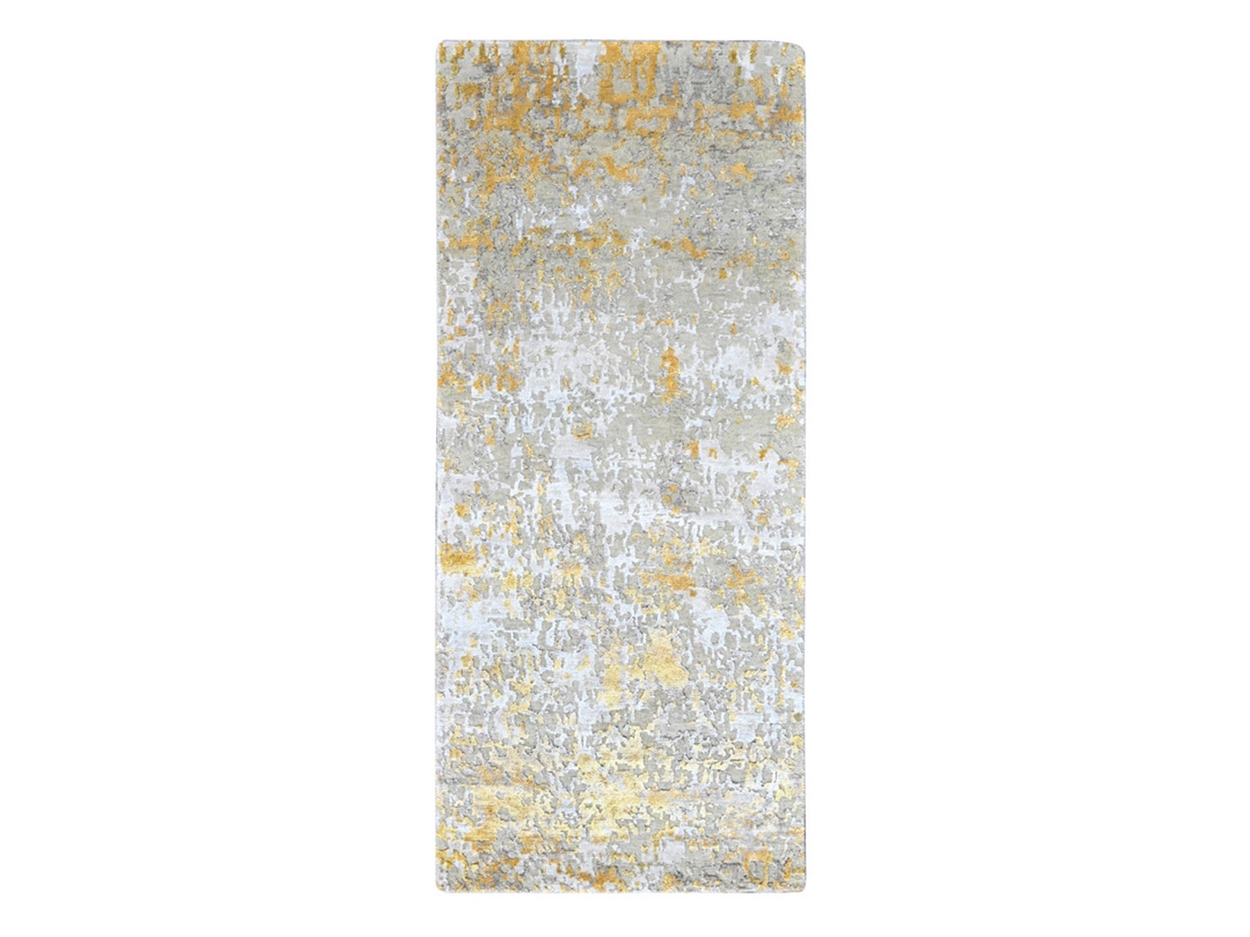 Modern / Contemporary hand-knotted wool/silk runner in Beige, 2'6" x 6'0", SKU O010116