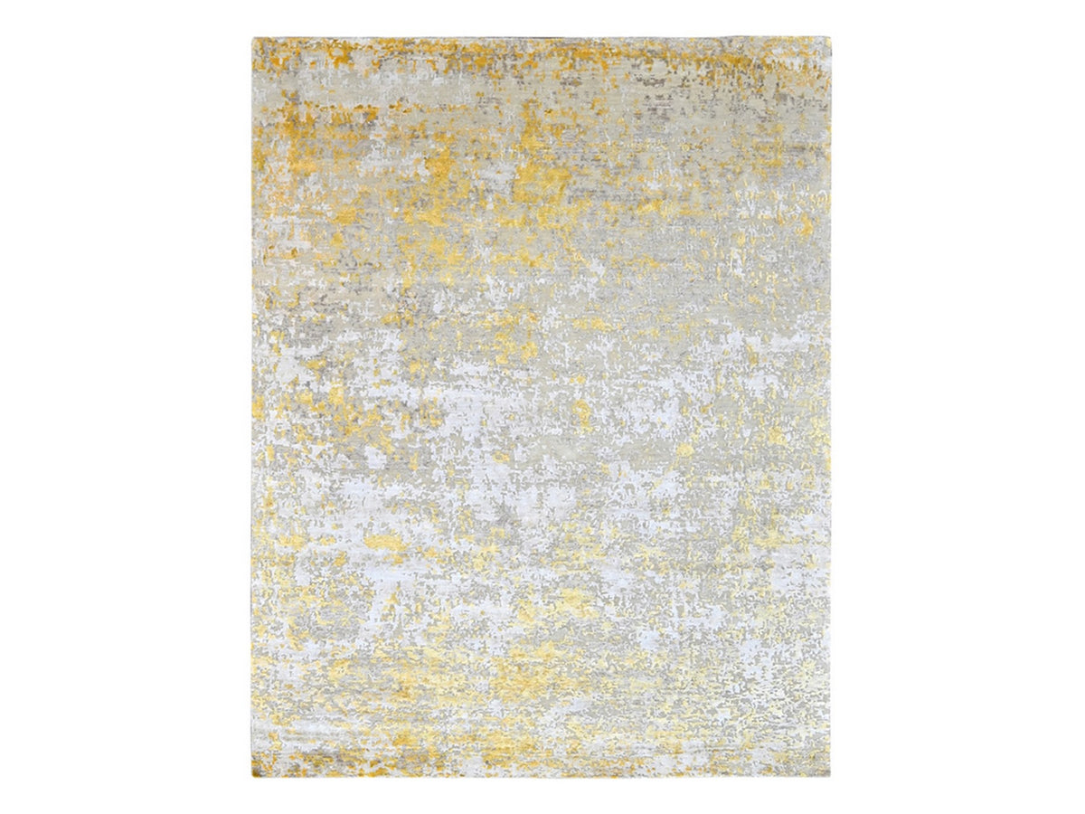 Modern / Contemporary hand-knotted wool/silk rug in Beige, 8'0" x 9'9", SKU O010117