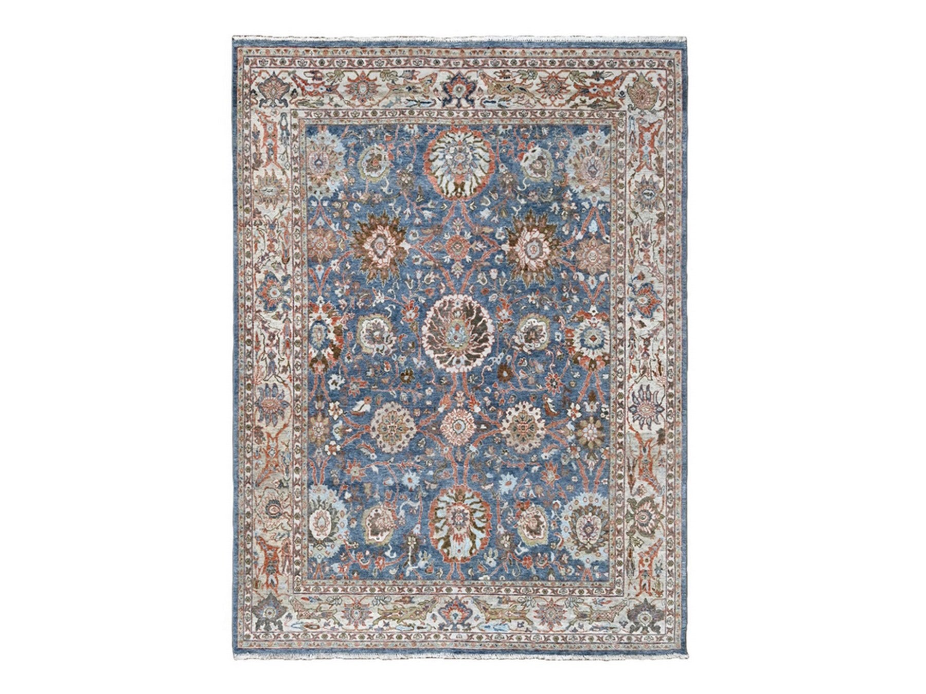 Sultanabad Oushak / Peshawar hand-knotted wool rug in Blue, 7'10" x 9'8", SKU O010120