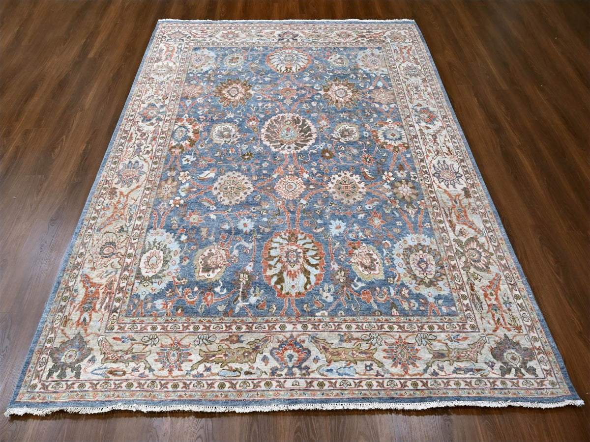 Sultanabad Oushak / Peshawar hand-knotted wool rug in Blue, 7'10" x 9'8", SKU O010120