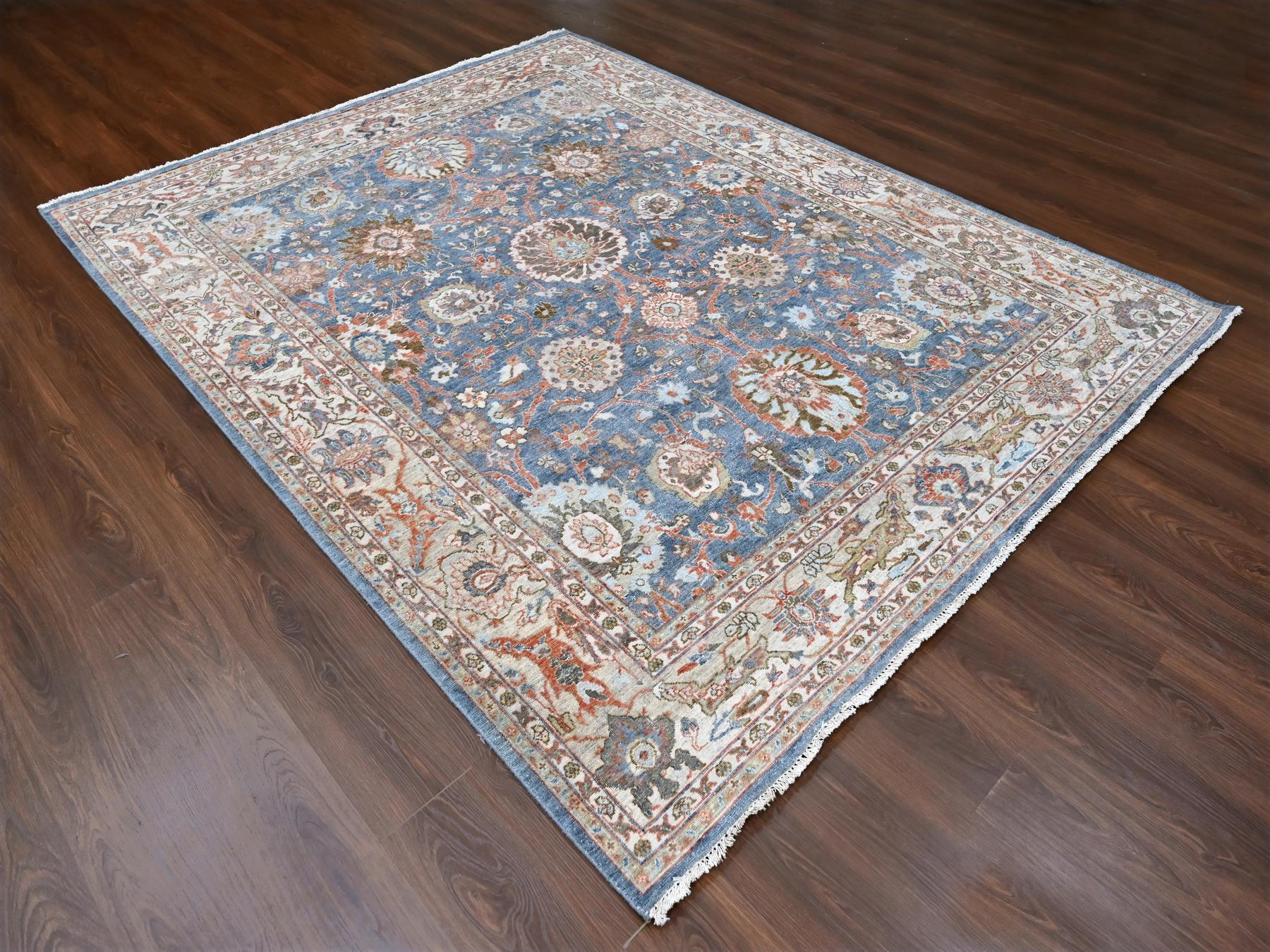 Sultanabad Oushak / Peshawar hand-knotted wool rug in Blue, 7'10" x 9'8", SKU O010120