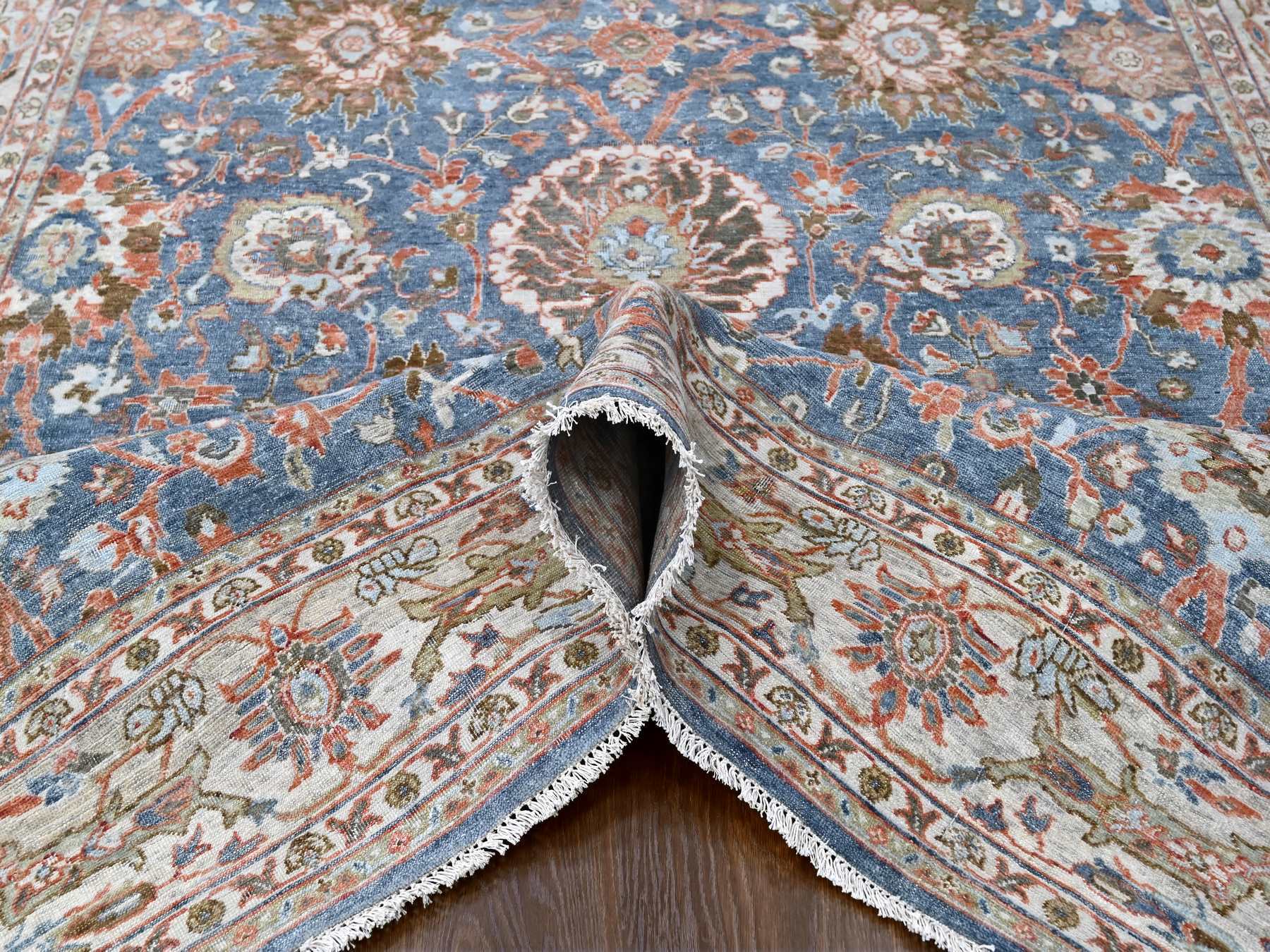 Sultanabad Oushak / Peshawar hand-knotted wool rug in Blue, 7'10" x 9'8", SKU O010120
