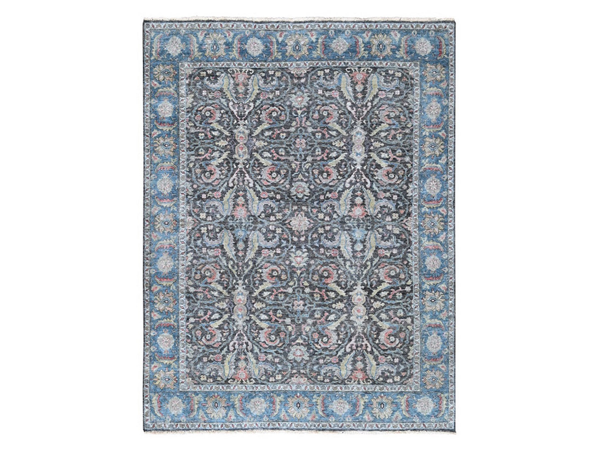 Mahal Oushak / Peshawar hand-knotted wool rug in Black, 7'8" x 9'6", SKU O010134