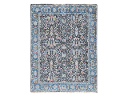 Mahal Oushak / Peshawar hand-knotted wool rug in Black, 7'8" x 9'6", SKU O010134