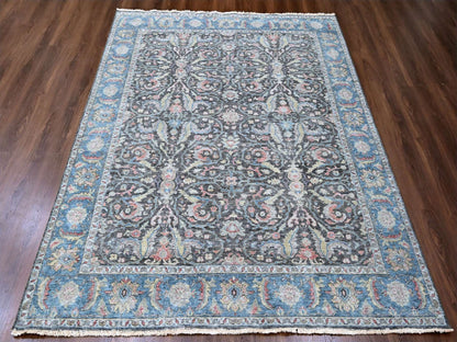 Mahal Oushak / Peshawar hand-knotted wool rug in Black, 7'8" x 9'6", SKU O010134