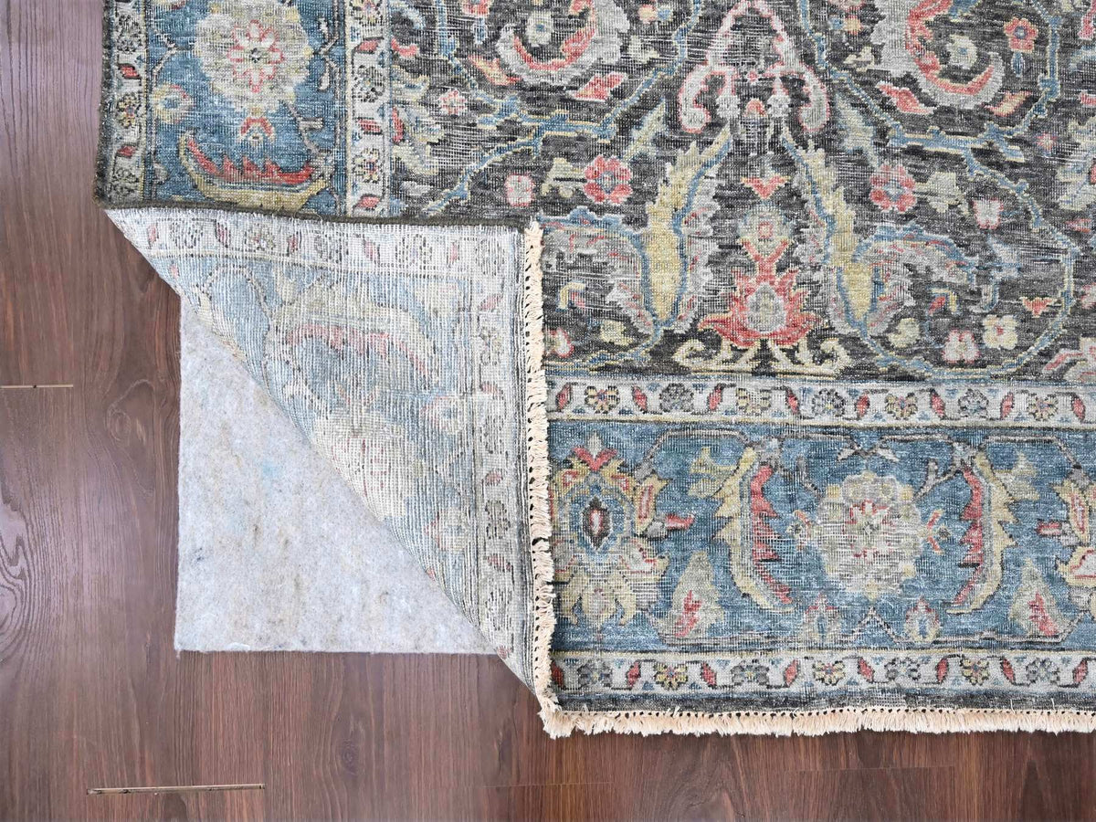 Mahal Oushak / Peshawar hand-knotted wool rug in Black, 7'8" x 9'6", SKU O010134