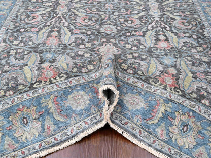 Mahal Oushak / Peshawar hand-knotted wool rug in Black, 7'8" x 9'6", SKU O010134