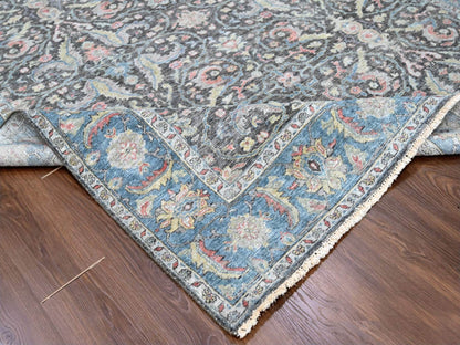 Mahal Oushak / Peshawar hand-knotted wool rug in Black, 7'8" x 9'6", SKU O010134