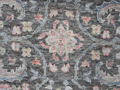 Mahal Oushak / Peshawar hand-knotted wool rug in Black, 7'8" x 9'6", SKU O010134
