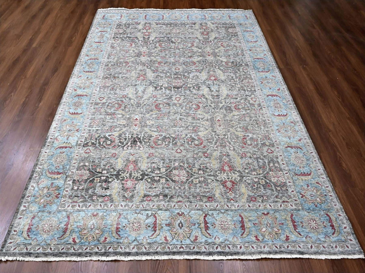 Oushak / Peshawar hand-knotted wool rug in Black, 8'6" x 11'5", SKU O010135