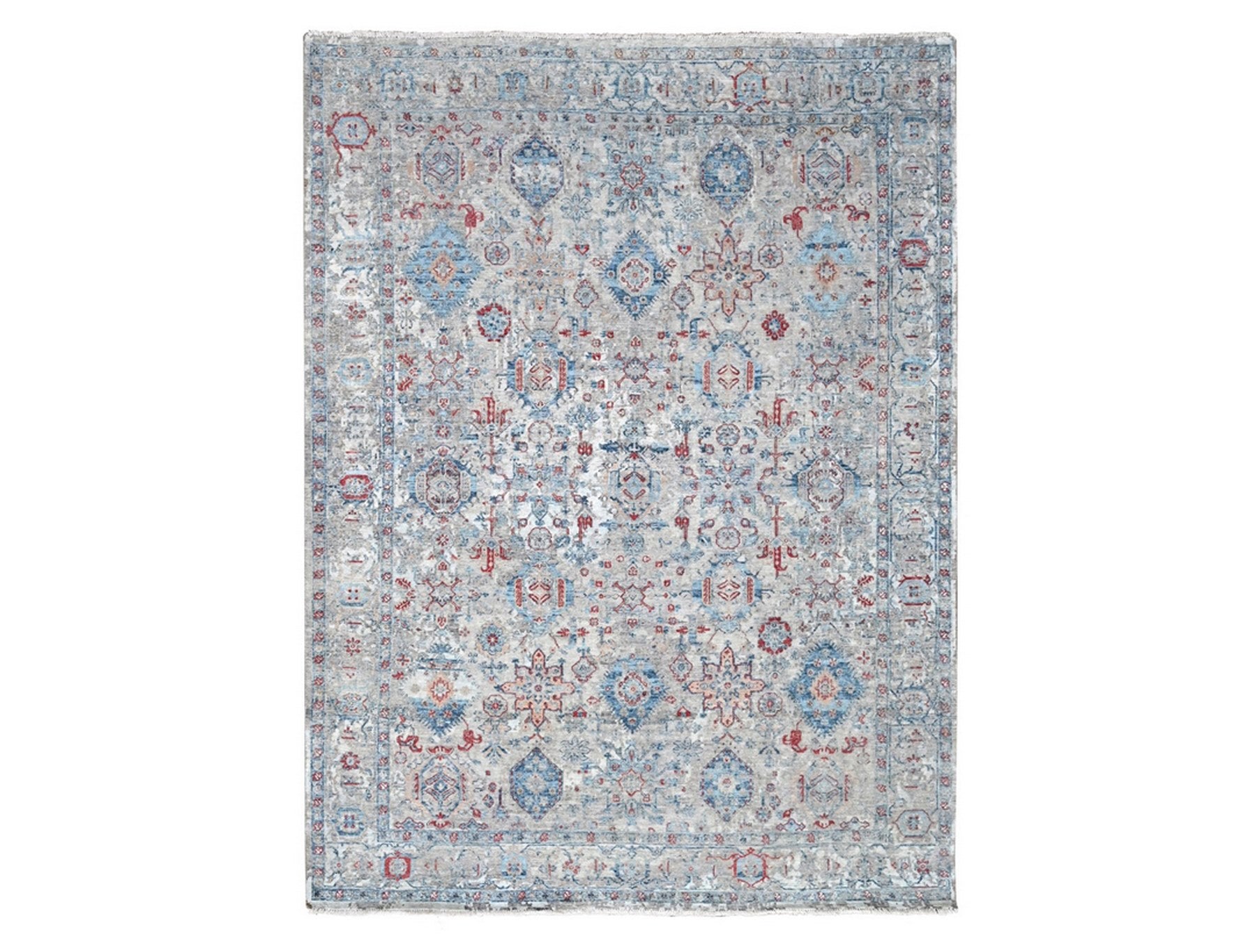 Tabriz Oushak / Peshawar hand-knotted wool rug in Blue, 8'9" x 11'9", SKU O010142