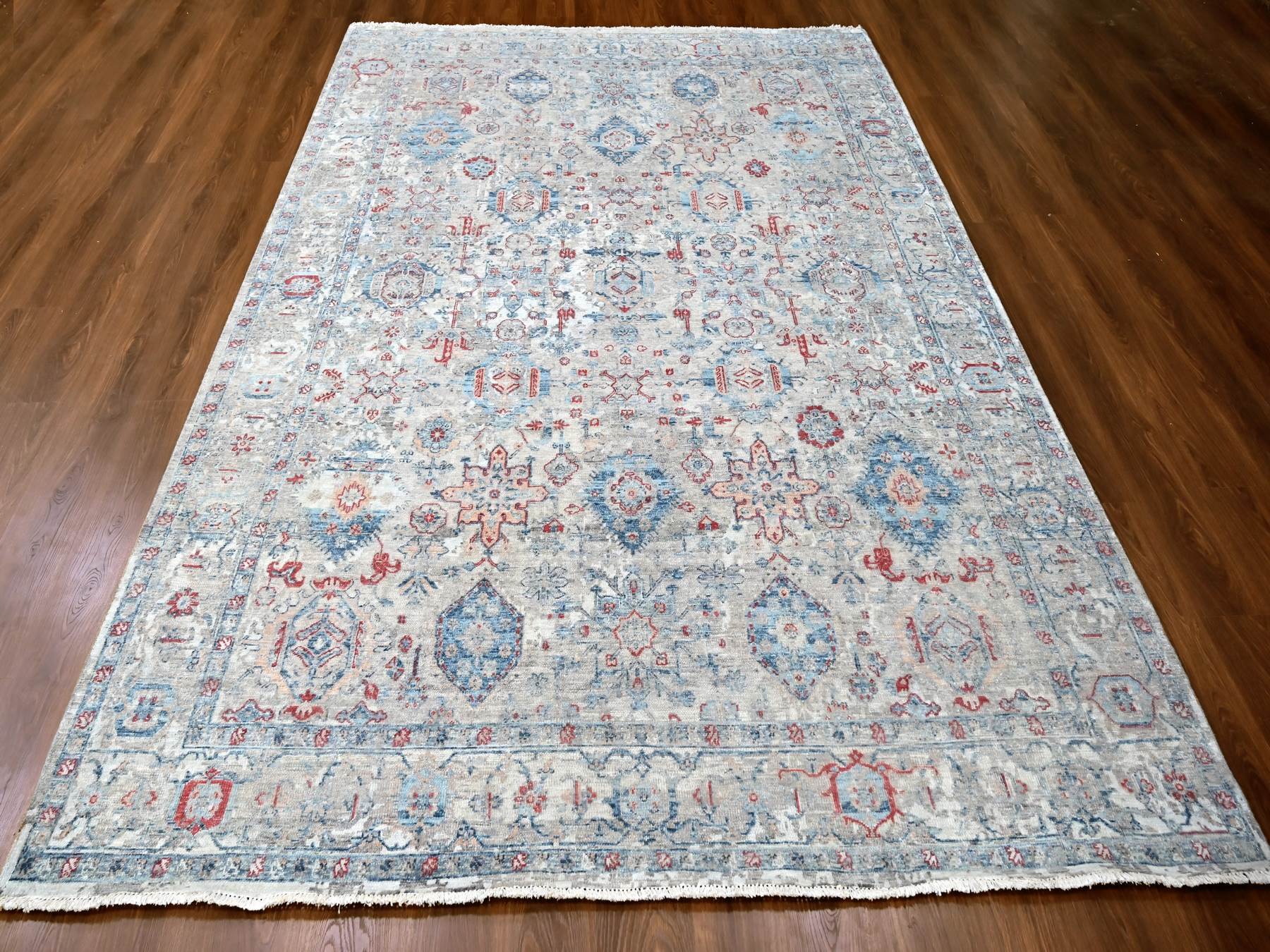 Tabriz Oushak / Peshawar hand-knotted wool rug in Blue, 8'9" x 11'9", SKU O010142