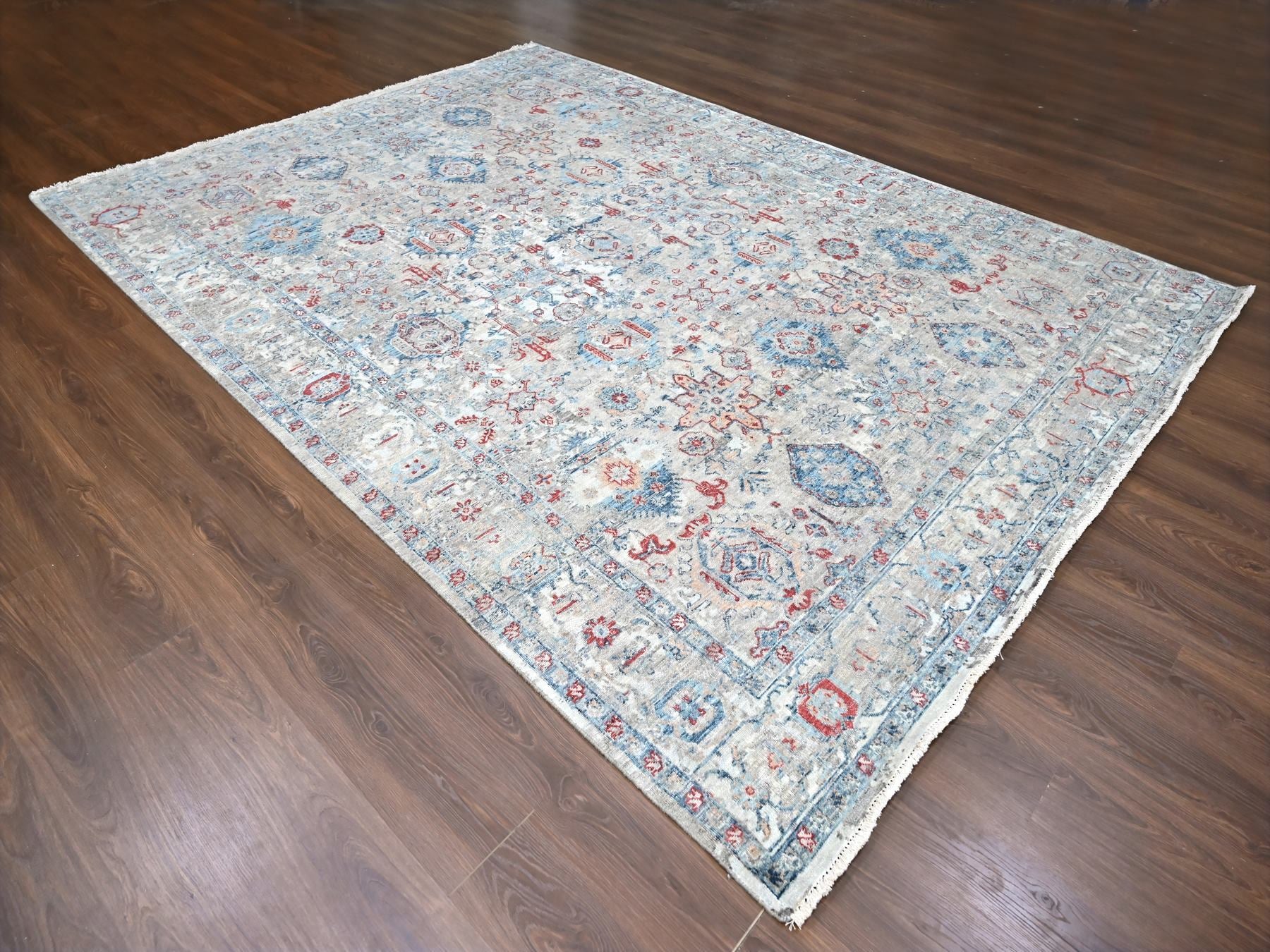 Tabriz Oushak / Peshawar hand-knotted wool rug in Blue, 8'9" x 11'9", SKU O010142