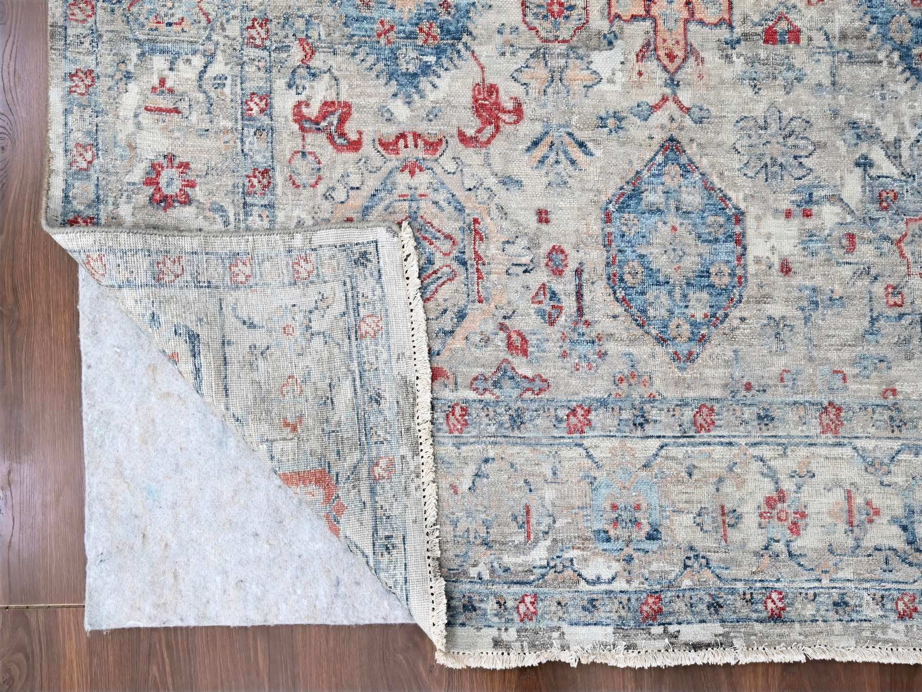 Tabriz Oushak / Peshawar hand-knotted wool rug in Blue, 8'9" x 11'9", SKU O010142