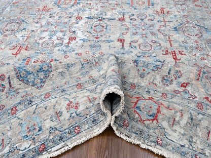 Tabriz Oushak / Peshawar hand-knotted wool rug in Blue, 8'9" x 11'9", SKU O010142