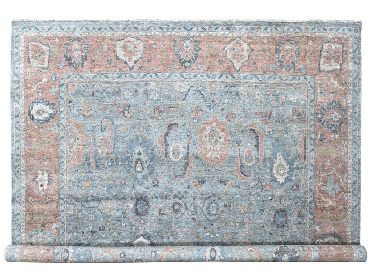 Mahal Oushak / Peshawar hand-knotted wool rug in Blue, 11'11" x 14'10", SKU O010155