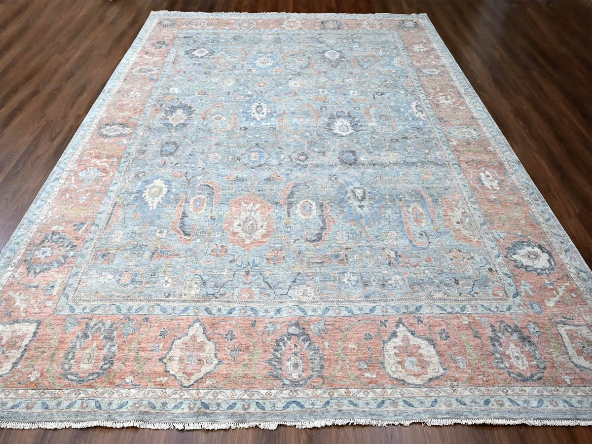 Mahal Oushak / Peshawar hand-knotted wool rug in Blue, 11'11" x 14'10", SKU O010155
