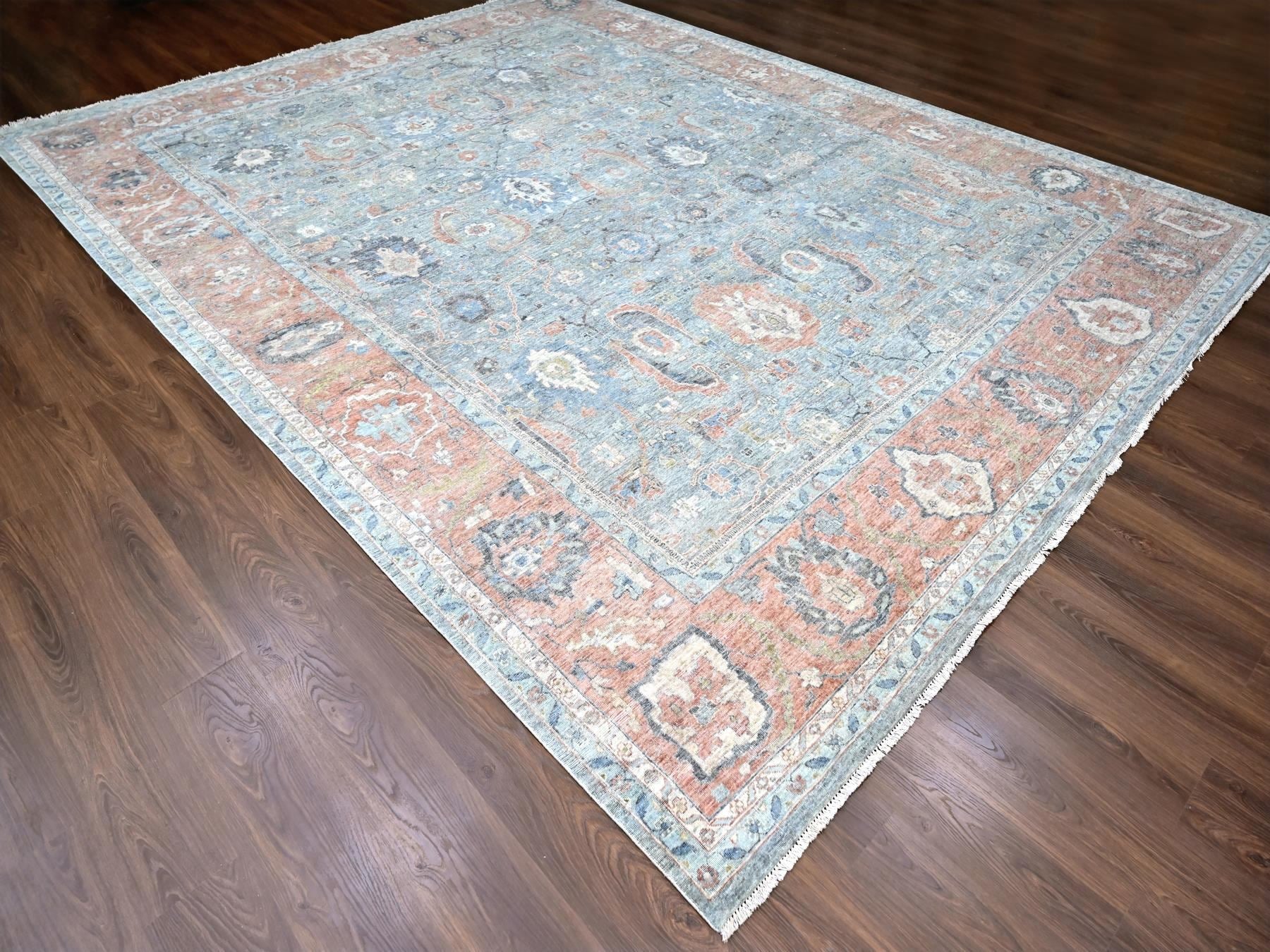 Mahal Oushak / Peshawar hand-knotted wool rug in Blue, 11'11" x 14'10", SKU O010155