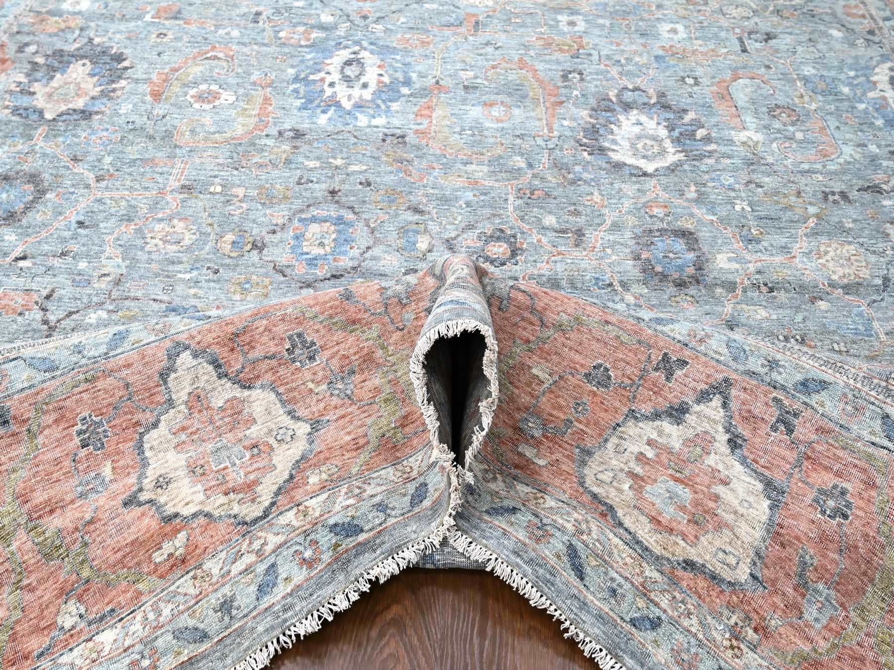 Mahal Oushak / Peshawar hand-knotted wool rug in Blue, 11'11" x 14'10", SKU O010155