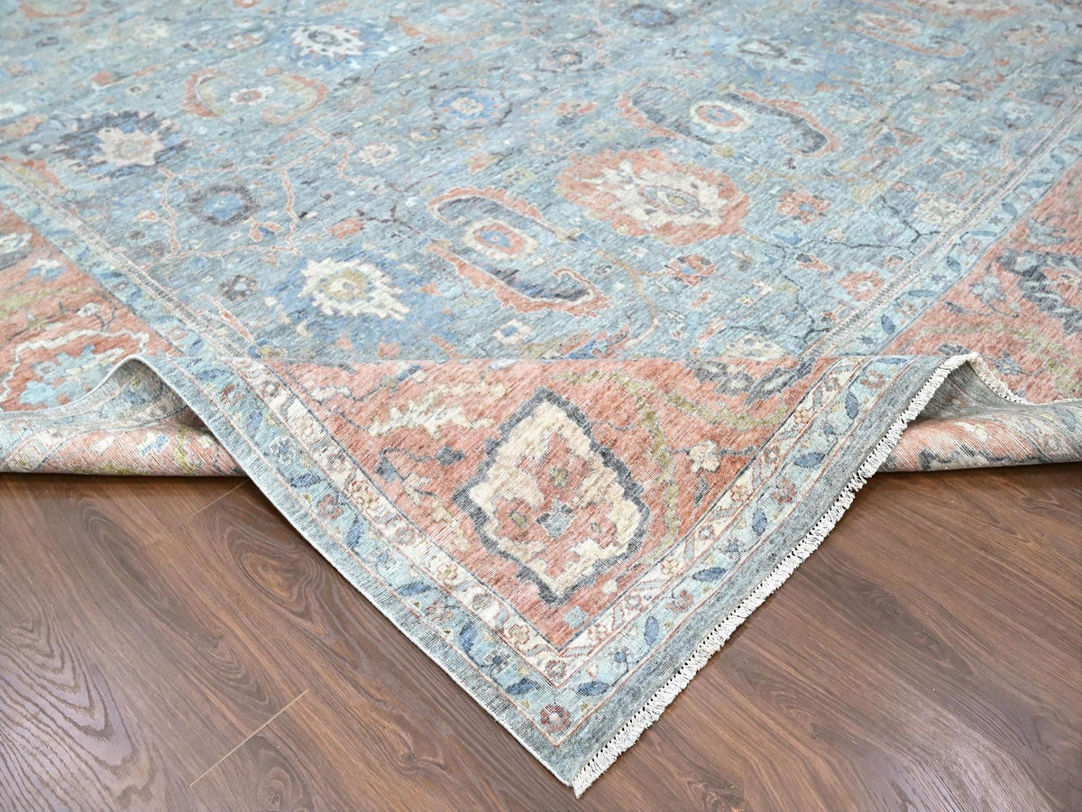 Mahal Oushak / Peshawar hand-knotted wool rug in Blue, 11'11" x 14'10", SKU O010155